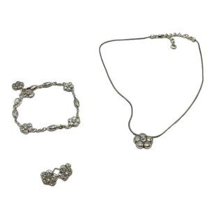 BRIGHTON Set: La Vie floral necklace bracelet & earrings+ crystals | RETIRED